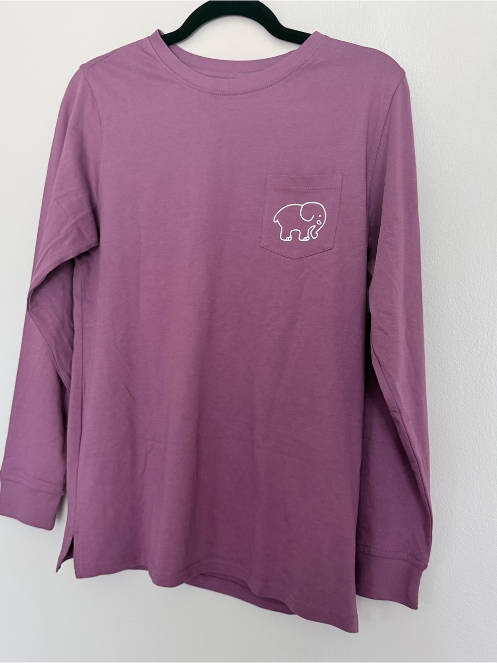 Women’s Long-Sleeve Pocket Tee with Elephant Graphic - Purple